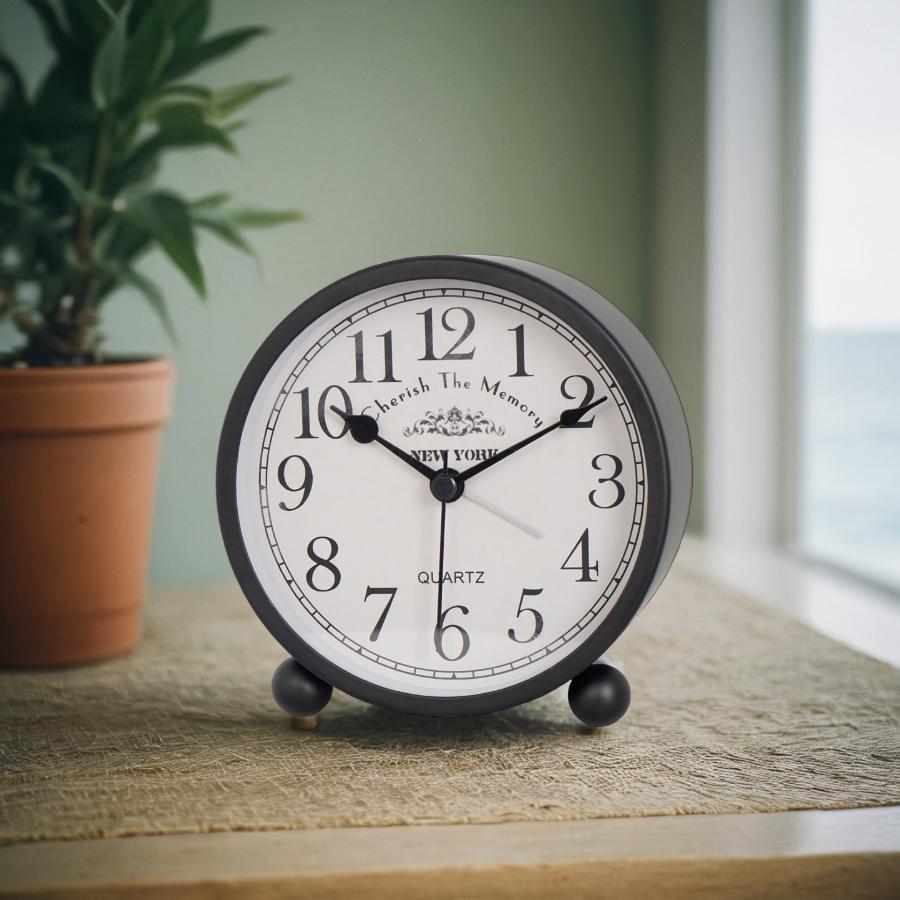1pc 4 inch retro metal quartz alarm clock, simple atmosphere of home decoration table clock, quiet quartz movement sweep seconds