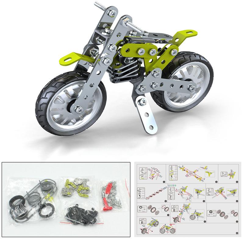 Metal Motorcycle Building Block Set Simulation Screw And Nut DIY Construction Education Assembly Car Model Toy For Boys