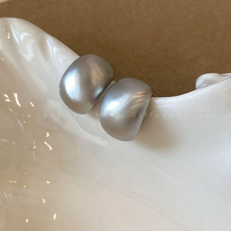 

Нишевые матовые серьги-кисти в ретро-стиле Гонконга для лета Silver brushed round ball earrings-Silver Needle