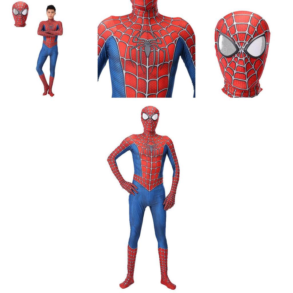 Tuta Zentai di Alta Qualità di Spiderman Raimi Con Cerniera Posteriore Nascosta e Occhi Trasparenti