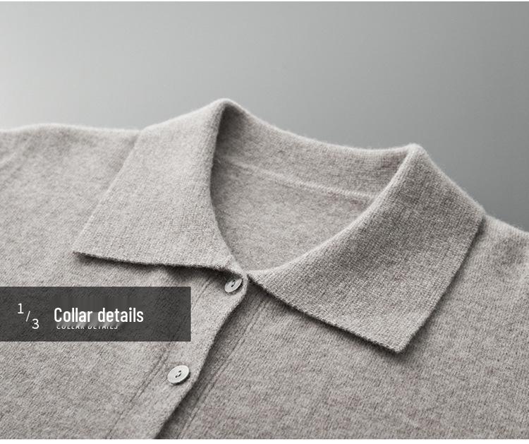 Men's Autumn Wool Cardigan with POLO Collar and Business Lapel, Long Sleeve Sweater for Autumn/Winter.