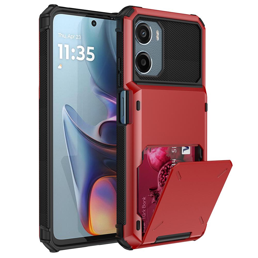 For Motorola Moto E15 4G Case PC+TPU Dual Layer Back Phone Cover with Card Holder