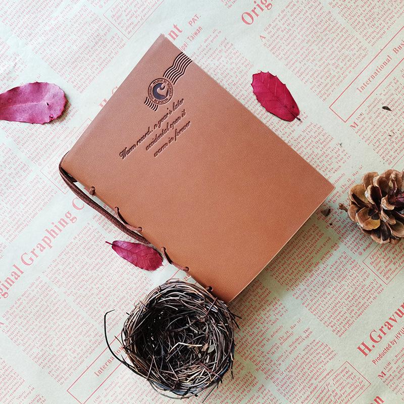 Retro Faux Leather Notebook with Key Binding and Embossed Logo