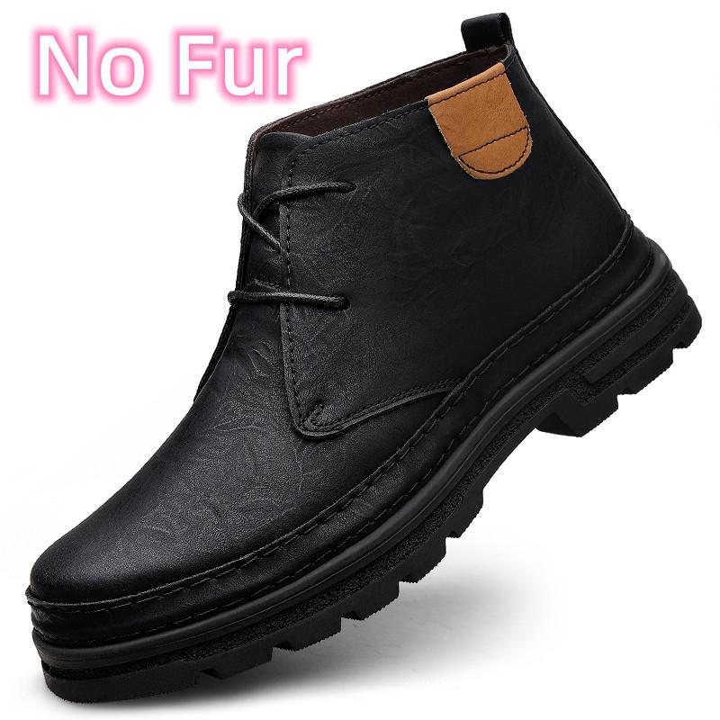 

Fashion Men s Genuine Leather Lace-Up Boots Winter Warm Fleece Lined Business Casual Shoes Slip Resistant Comfortable Outdoor Boots Men 37
