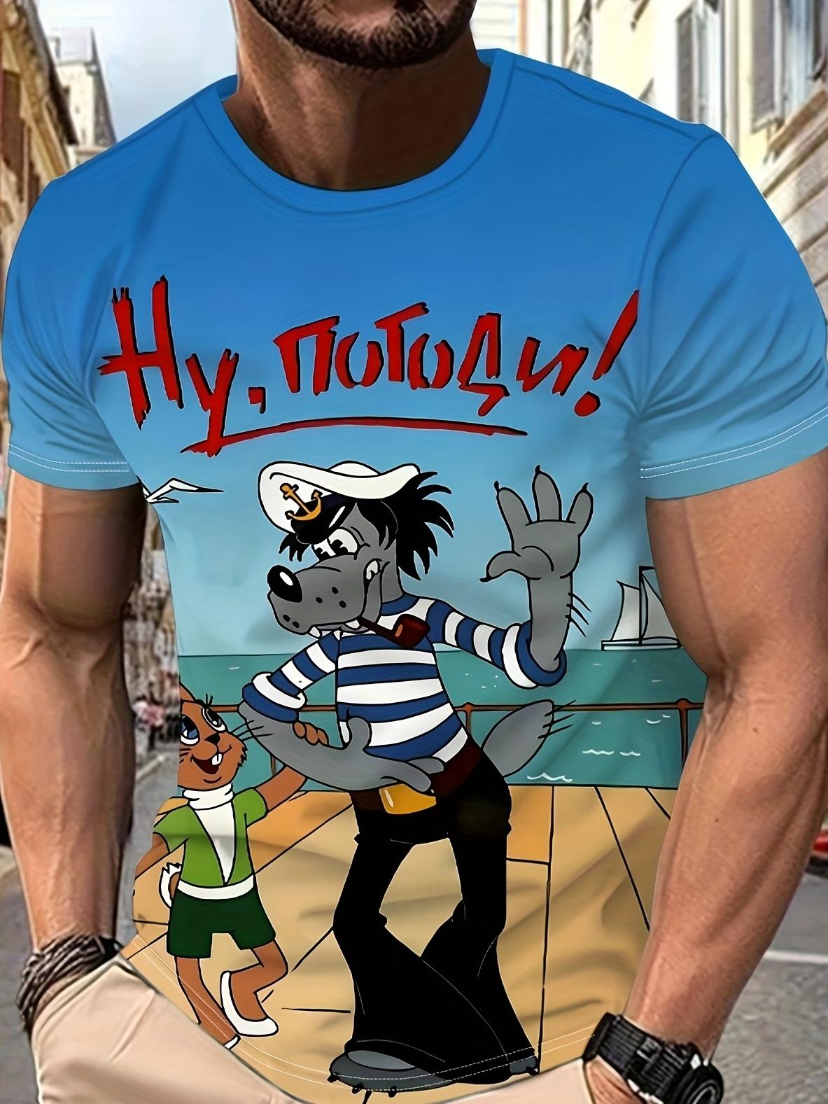 

Men s 3D digital printed T-shirt, cartoon pattern printed novelty clothing, daily wear XL