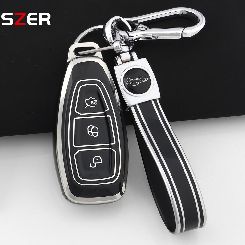 New Tpu Car Remote Key Cover Case Shell Fob For Ford Fiesta Focus 3 4 Mondeo Ecosport Kuga Focus C-Max St Escape Keychain Holder