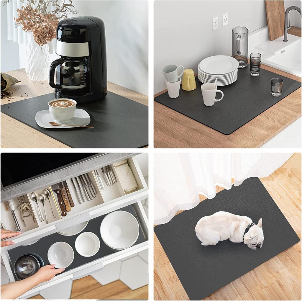 Draining Diatomaceous Quick Drying Absorbent Dish Drying Roll Up for Dish Quick Oil Easy to Clean Mat, Earth, Mat, Mat, Storage, Non-Slip, Holder,