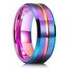 Fashion 8mm Tungsten Wedding Rings For Men Black Brushed Brick Pattern Men Stainless Steel Rings Wedding Jewelry