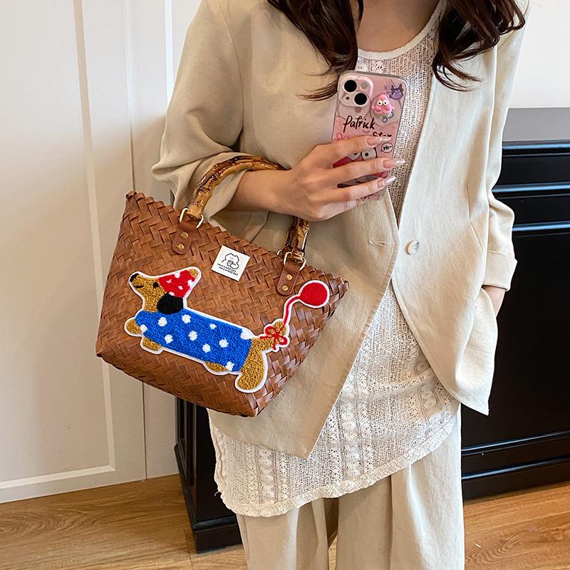 Lazy wind handmade vegetable basket, hand-woven bag, women's seaside beach vacation 2025 new light luxury style large capacity