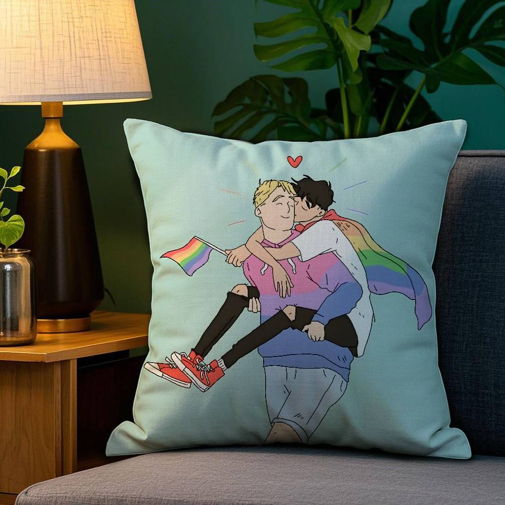 Cartoon H-HeartstopperS Pillow Case Plush Linen Soft Double Sided Printed Design Throw Cushion Decorative Home