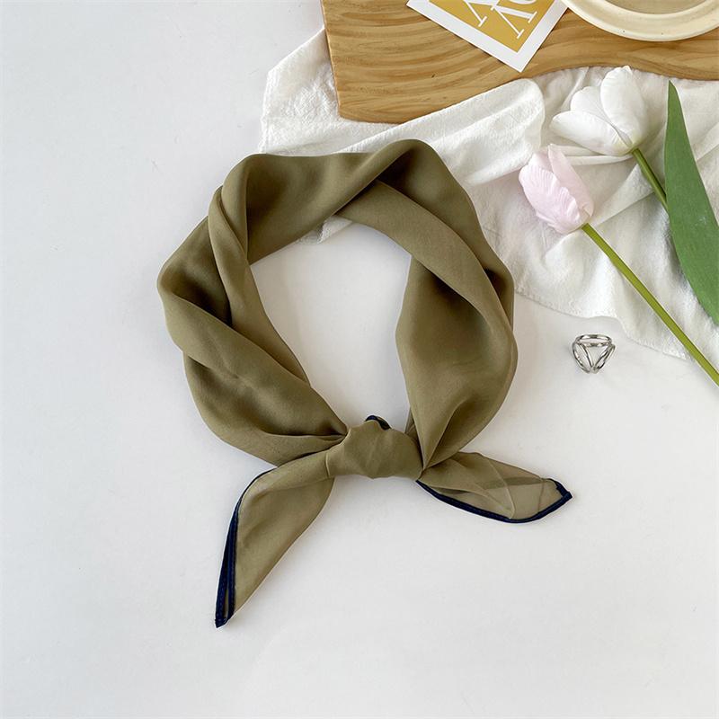 Fashion Simulated Silk Scarf Women's Simple Style Solid Color Thin Cloud Pattern Scarf Small Square Scarf