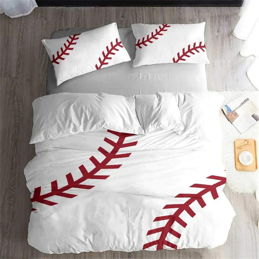 3D Baseball Bedding Set Sports Bedroom Decor Duvet Cover Sets With Pillowcases Sport Baseball Themed Sports Fans Essential Gifts