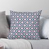 Navy And Coral Ikat Square Pillowcase Polyester Linen Velvet Printed Zip Decor Sofa Seater Cushion Cover