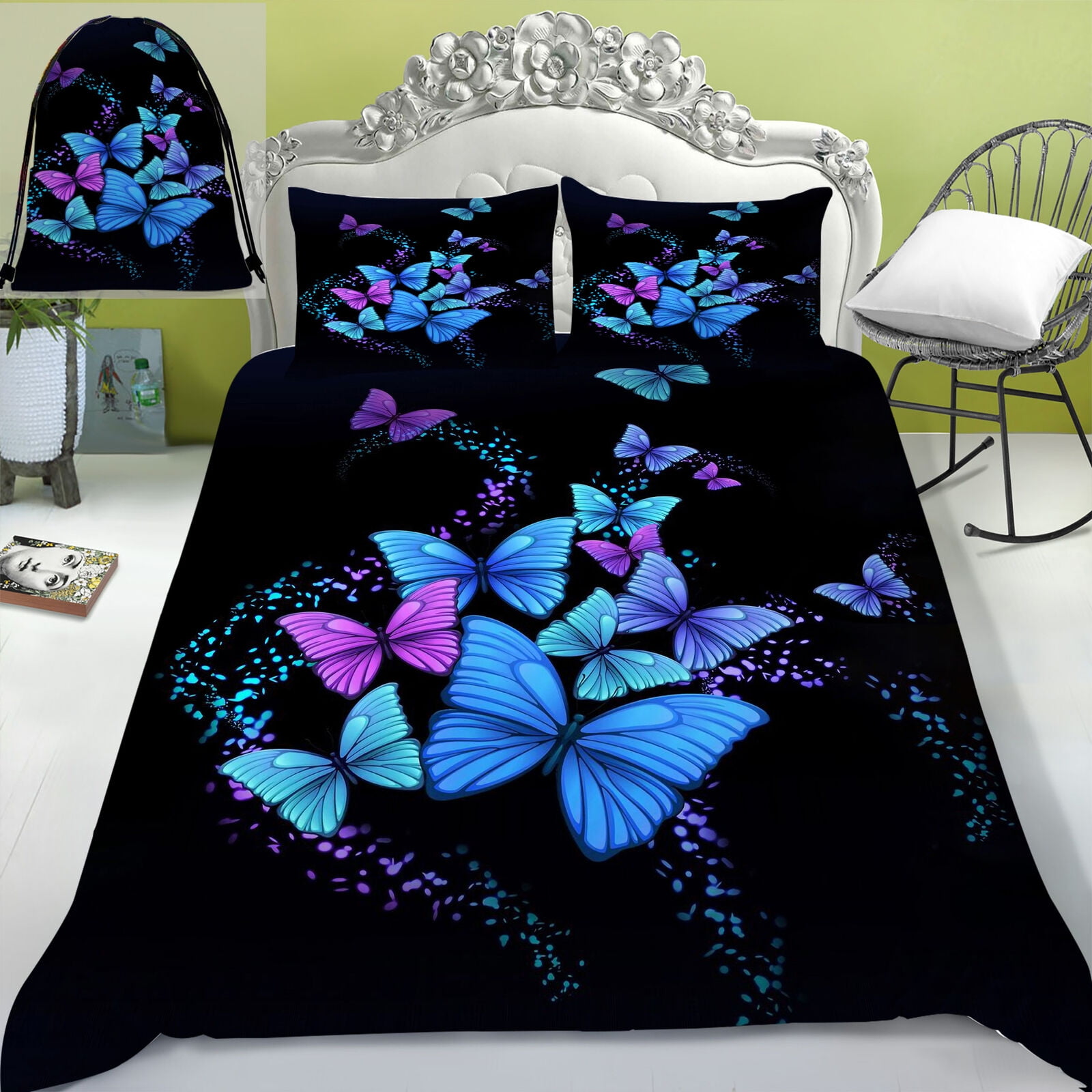 

Digital Printed Soft Duvet Cover Creative Buterfly Patern Design Quen Sized Dimensions Beding Soft Duvet Cover, Not Fading Soft plus Comfortable 120*200cm Single