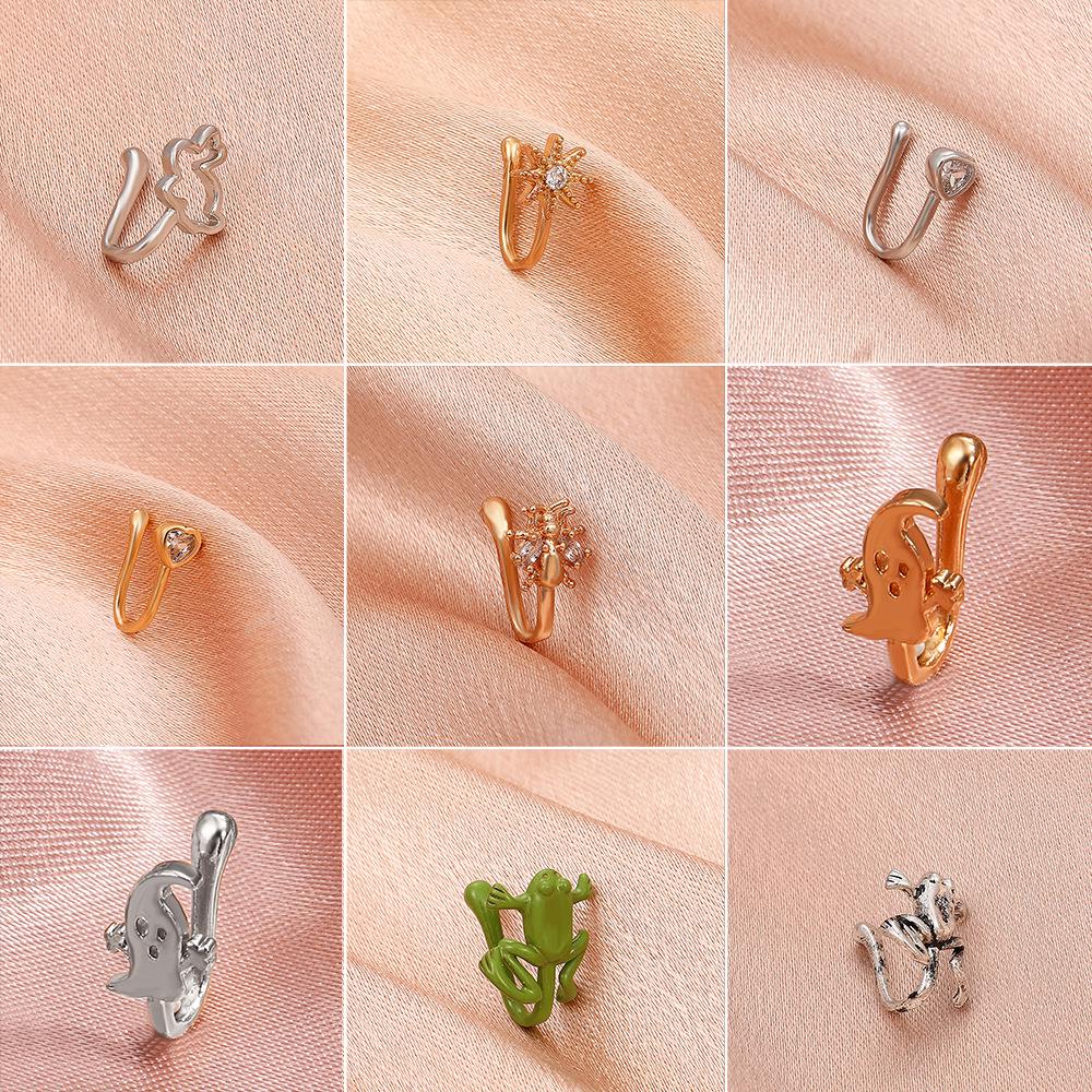 Retro Copper U-Shape Adjustable Zircon Nose Clip Jewelry