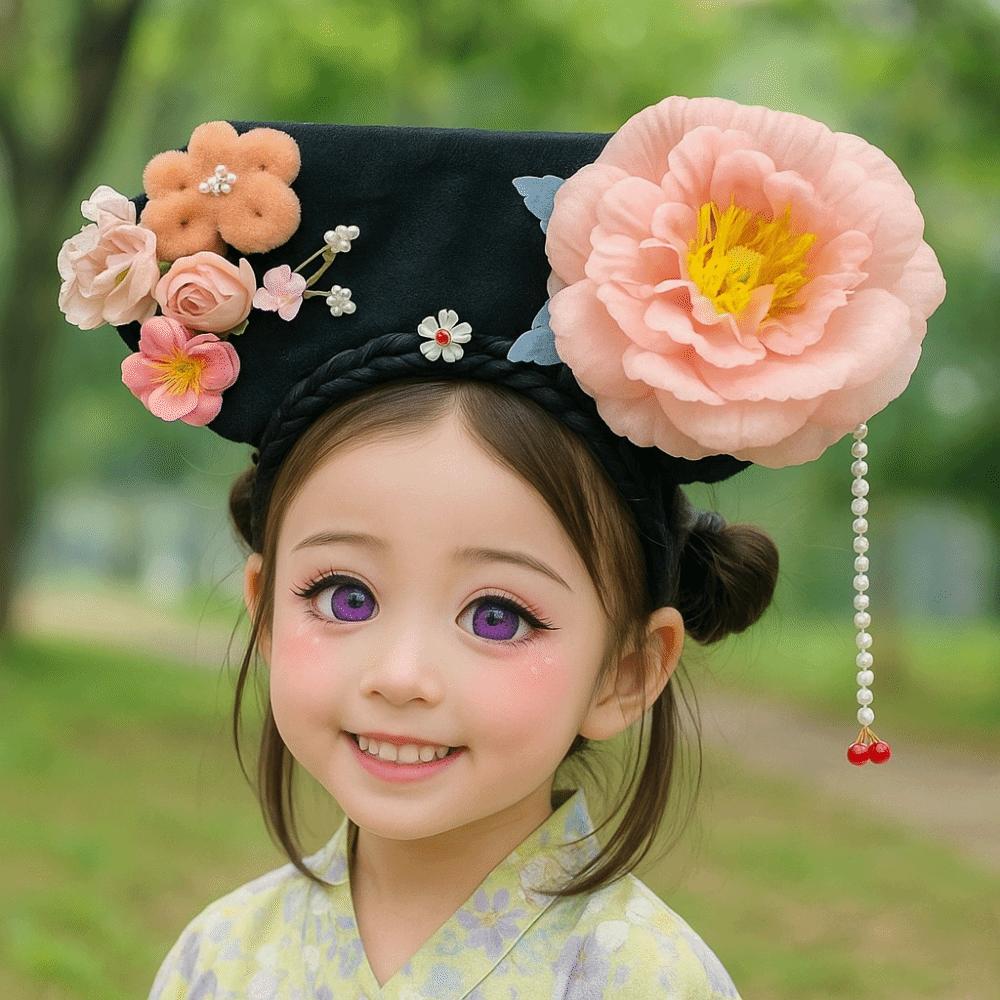 Non-slip Flower Headwear Traditional Cheongsam Headband Pearl Headband  for Women Girls