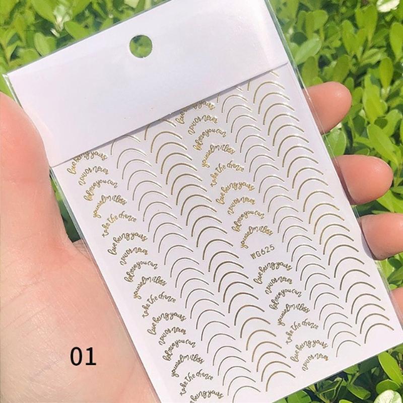 Nail Art Sticker 3D Adhesive French Nail Art Jewelry 6 Colors Imitation Metal Line Three-dimensional Nail Art Decal YSL
