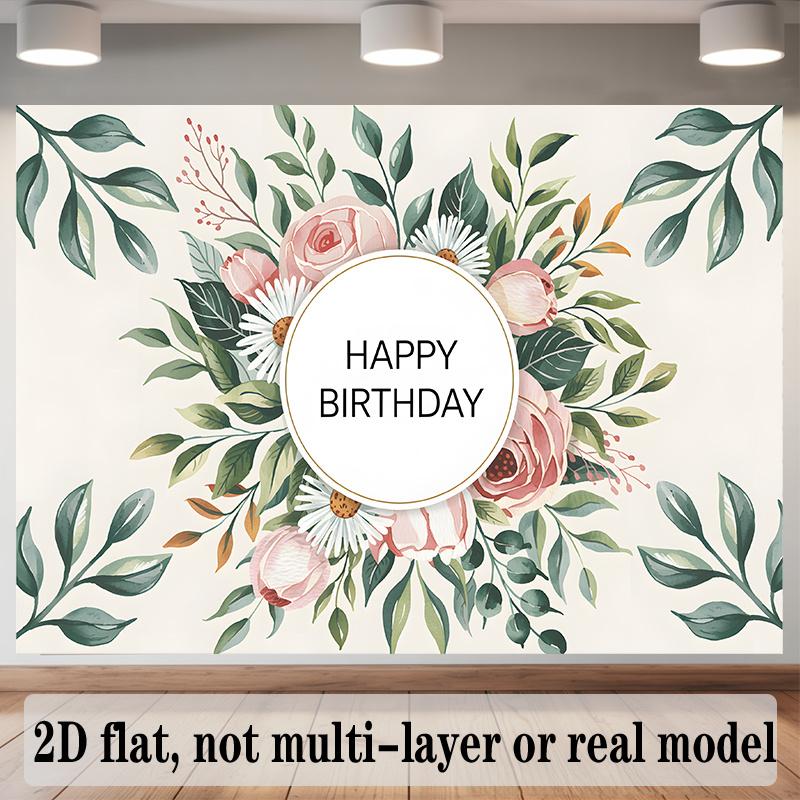 Party Backdrop Floral Pink Greenery Elegant Flat Soft Roses Wedding Shower Photo Background Decor Wedding Decor