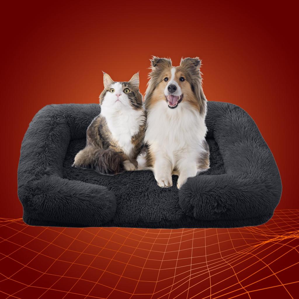 Dnzzs Winter Dog Fluffy Cat Washable Size Bed, Bed, Warm, Waterproof, Antibacterial, Odor-Resistant, Anti-Mite, Moisture-Wicking, Anti-Static, (Dark