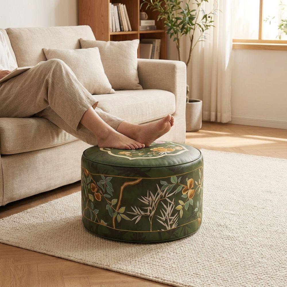 PU Leather Sofa Stool Cover Large Capacity Storage Bag Multi-functional Floor Seat Cushion Bedroom
