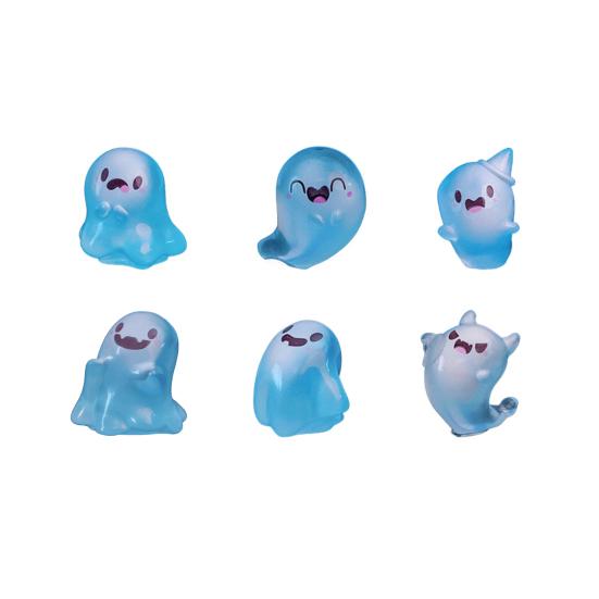 Glow in The Dark Mini Ghost Figures with Box Luminous Small Resin Ghost Figurine Miniature Ghost Garden Decor for Halloween Party Favors