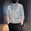 Summer Three Quarter Sleeved Shirt Men's Short Sleeved Checkered Casual Men's Top New Men's Shirt