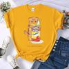 Canned Cat Creative 3D Print Female Tee Shirts Breathable Casual T-Shirt Soft Summer Short Sleeve Loose Streetwear For Women