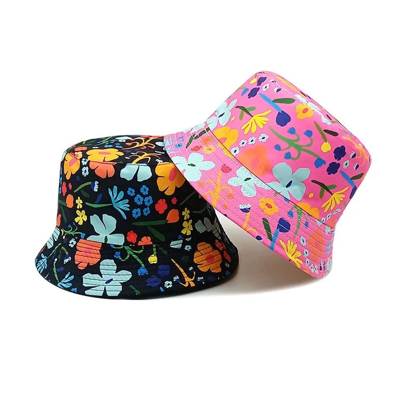 Spring and Summer Polyester Cartoon Print Bucket Hat Outdoor Travel Sun Cap For Boy and Girl 107