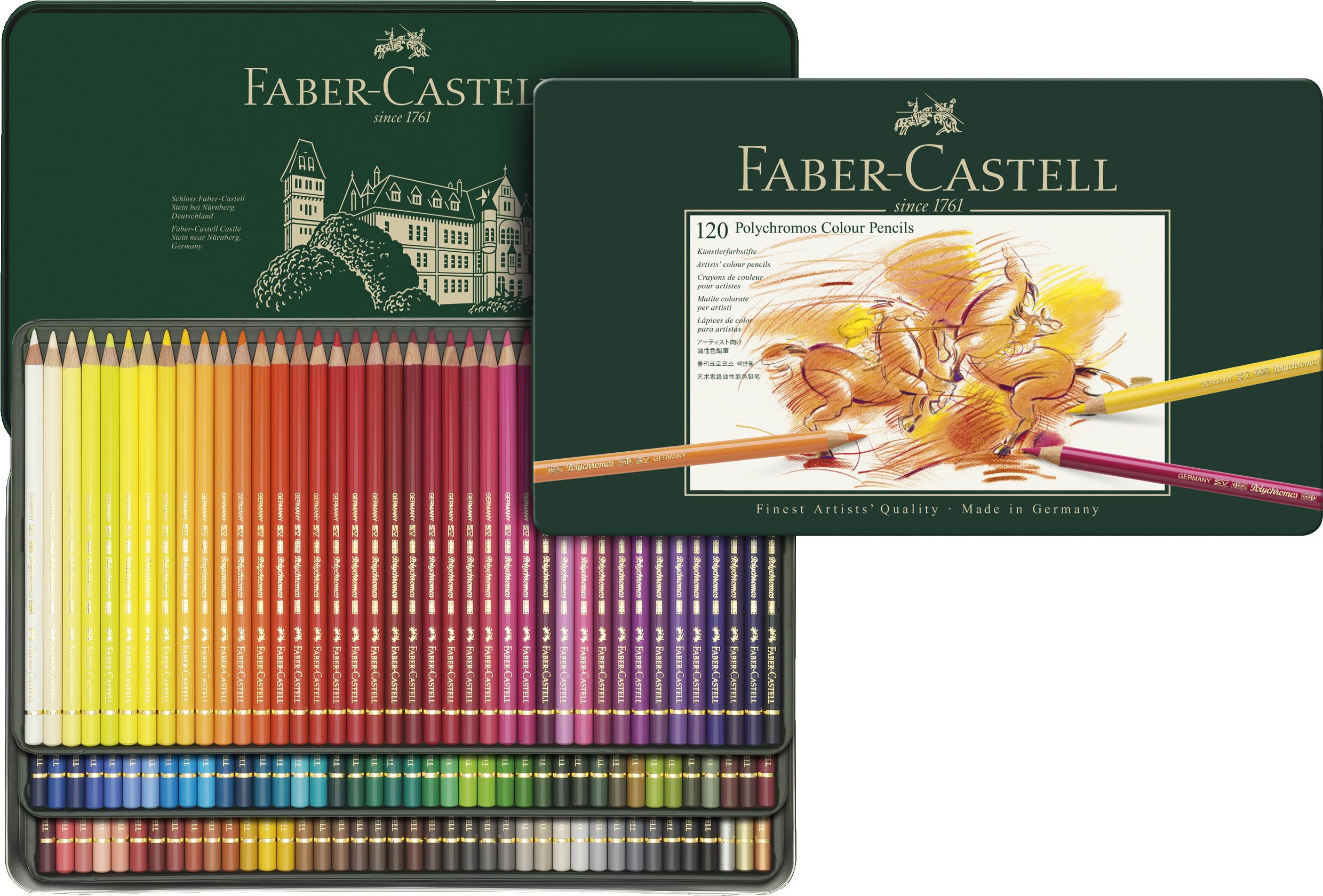 

Цветные карандаши Polychromos 120 110011 Японский набор Faber-Castell, Цвета, Жестяная коробка, [Официальный продукт]