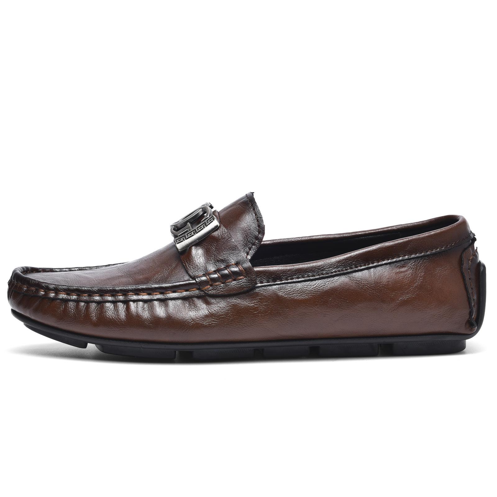 

2025 live broadcast new Doudou shoes lazy shoes driving shoes British casual men s leather shoes genuine leather cowhide men s shoes 45