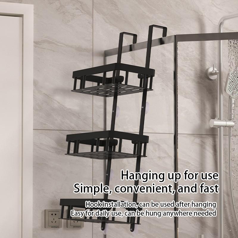 3-Tier Bathroom Shelf No Drill Wall Mount Shower Caddy Over Door Hanging Storage Rack Toilet Kitchen Dorm