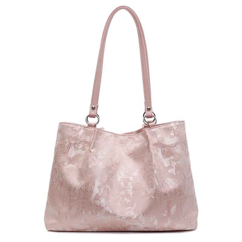 

Nyl Embroidery Shoulder Bag Solid Color Hasp Simple Bags Female 2026 Fashi Fashi Spring Soft Bow Women s Handbags рожевий