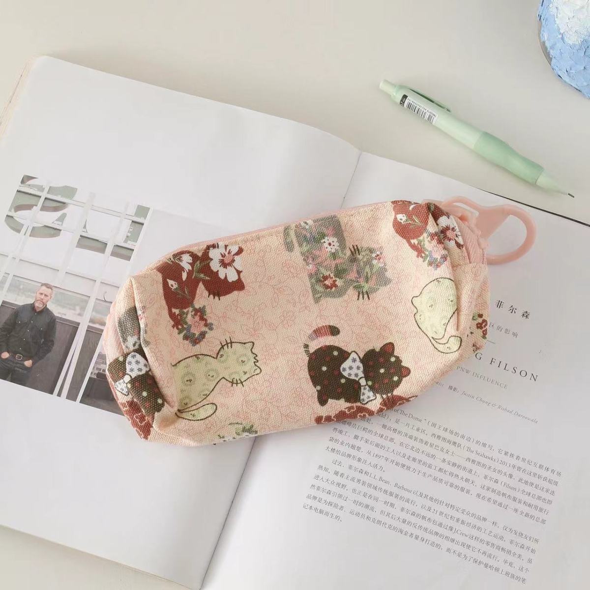 

Большой пенал на молнии, вместительная косметичка, симпатичная женская канцелярская сумка, холщовый пенал