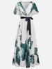 Women's V-Neck Digital Printed Short Sleeve Dress