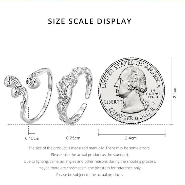 BAMOER 925 Sterling Silver Vows of Eternal Love Couple Waves Rings for Women Fine Jewelry Wedding Gift