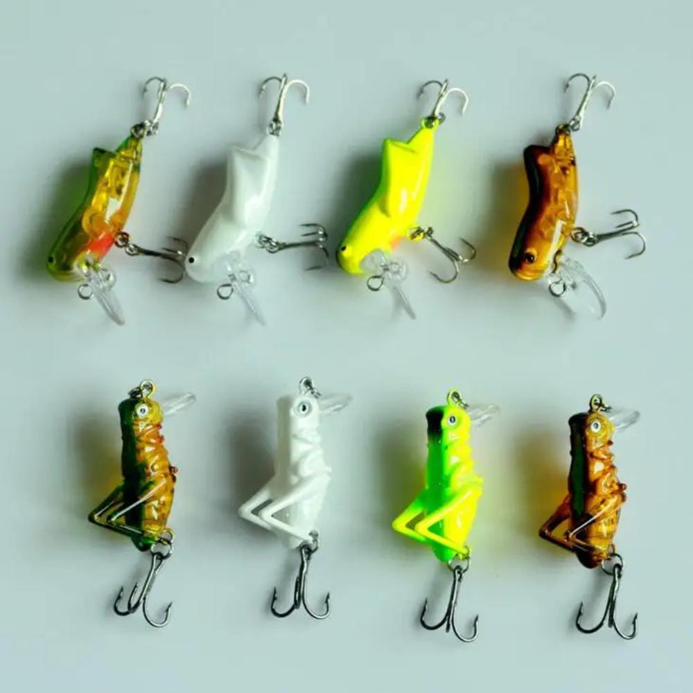 1Pc 4.5cm Double Hook Grasshopper Insect Shape Fishing Lures Hard Fake Bait Realistic Insect Baits Wholesale
