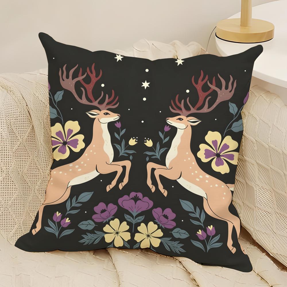 fashing bird and flower prints Pillow Case Natural Linen Double-Sided Printing Sofa Home Decor Cushion Cover