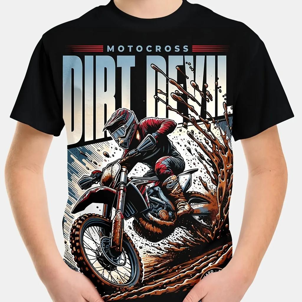 Dětské Oblečení Chlapecké Tričko Krátký Rukáv Stylové Grafické Trička s Motivem Závodů Aut Dětské Letní Oblečení Neformální Streetwear Chlapecké Oblečení