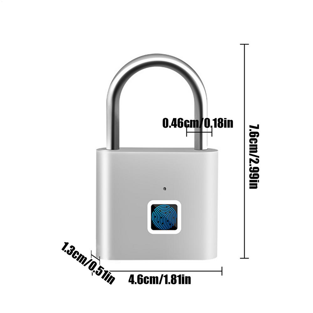 

Rechargeable Lock Gym Locker Padlock Fingerprint Padlock Keyless Heavy Duty for Outdoor Shed Fence Gate Door Garden Dorm Bedroom белый