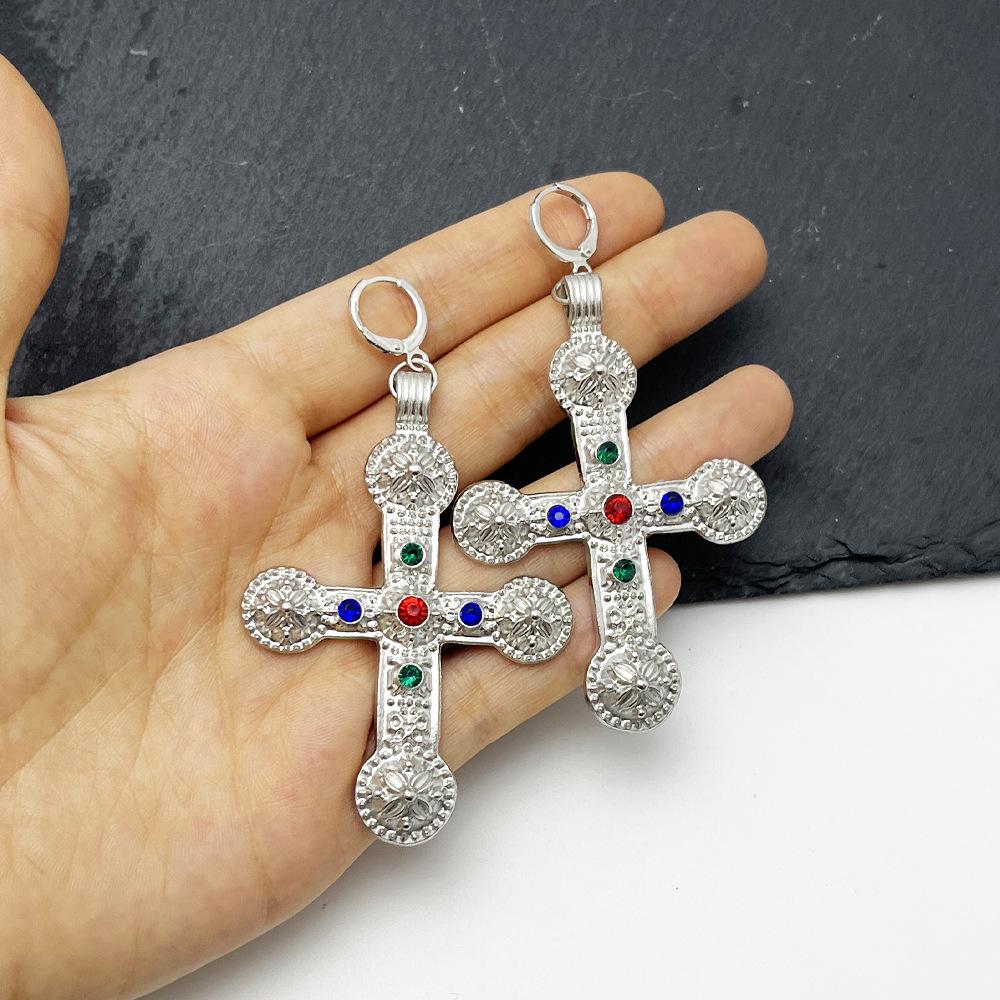 Retro French Cross Earrings: Light Luxury Fashion, European-American Style, Trendy Niche Personality
