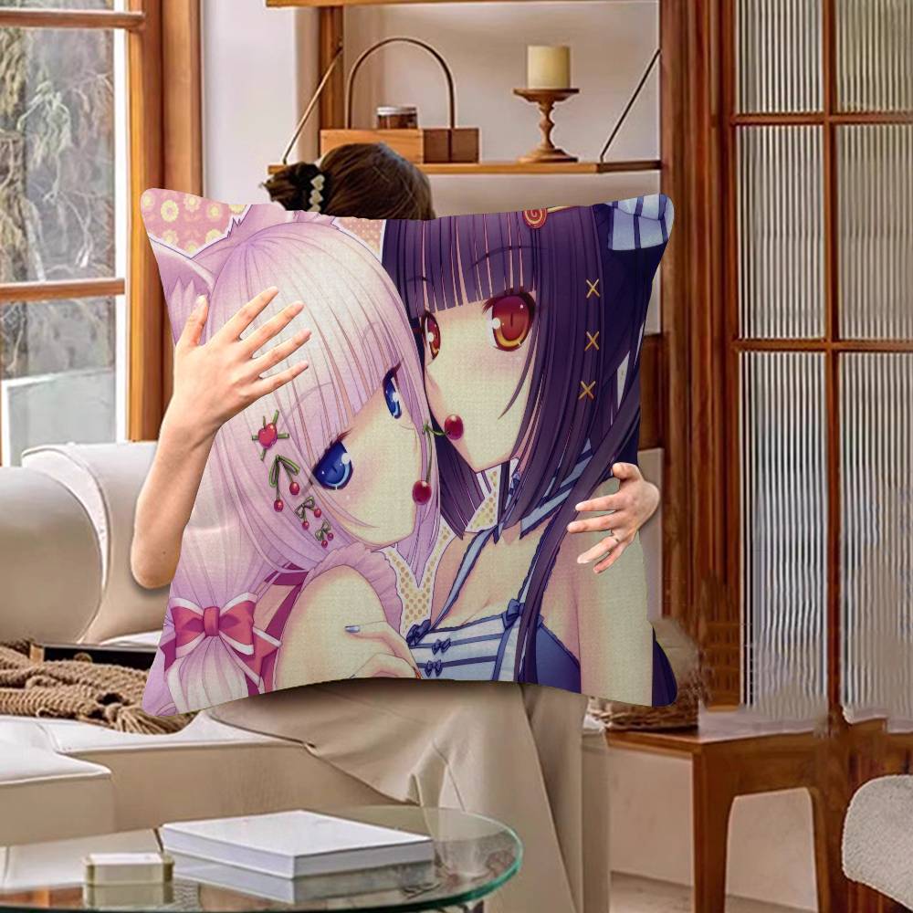 Cartoon Nekopara Pillow Anime Pillow Sofa Bed Head Pillow Cover Cushion Cover 45x45 Cm Fashion