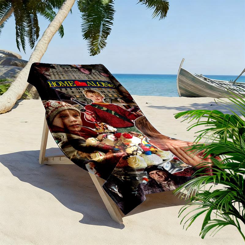 Home Alone Christmas Print Beach Towel, Large Soft Quick Dry Towel for Beach Camping Swimming