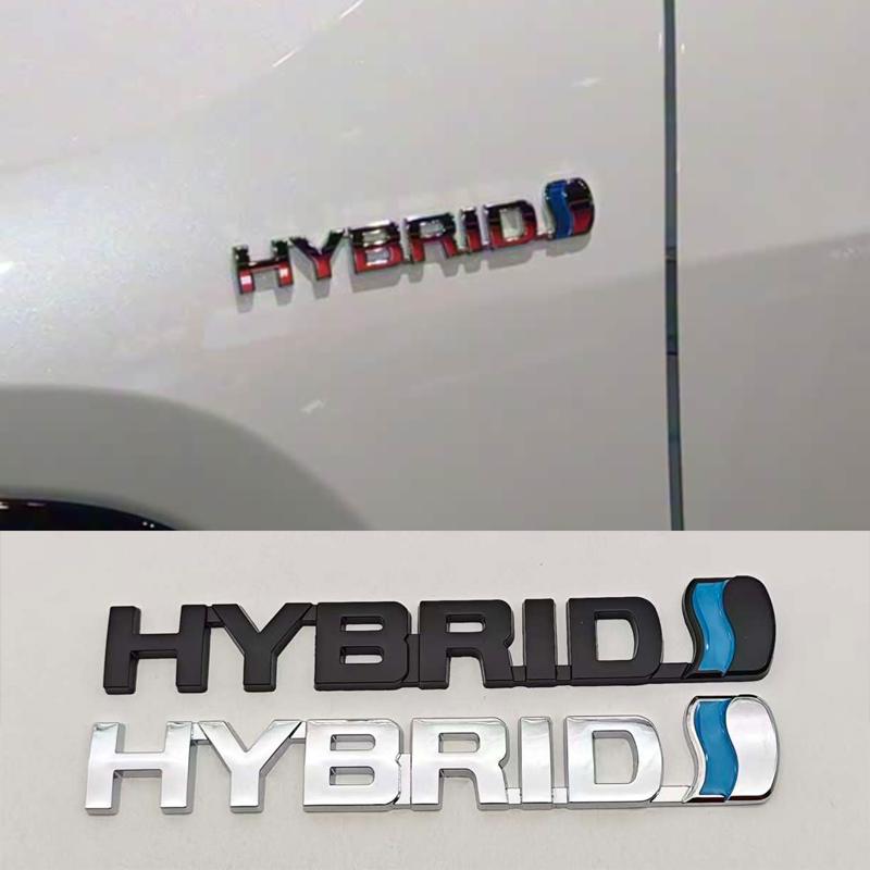 3D Metal Chrome HYBRID Logo Side Fender Rear Trunk Emblem Badge Car Sticker Decals For Toyota Prius Camry Crown Auris Rav4s TRD