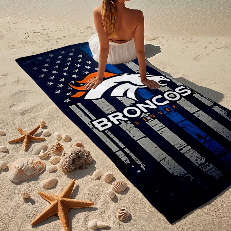 Denver Broncos Logo Microfiber Beach Towel, Lightweight And Quick-Dry, for Summer Travel, Beach Essential, Swimming Pool