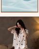 Women's Ice Silk Pajama Set, Short Sleeve Cat Design, Indoor/Outdoor Wear
