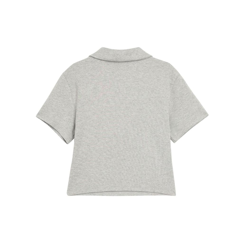 Nike Sportswear Solid Color Polo Short Sleeve Slim Fit T-Shirt Women Tops Dark-Gray HJ6852063