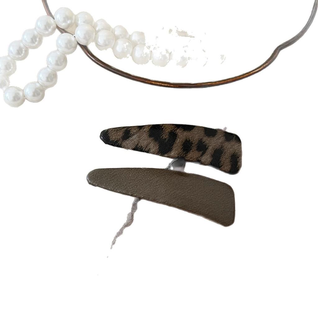2025 High-End Women's Leopard Print Triangle Hair Clip - Stylish Bangs BB Clip Hairpin Accessory.