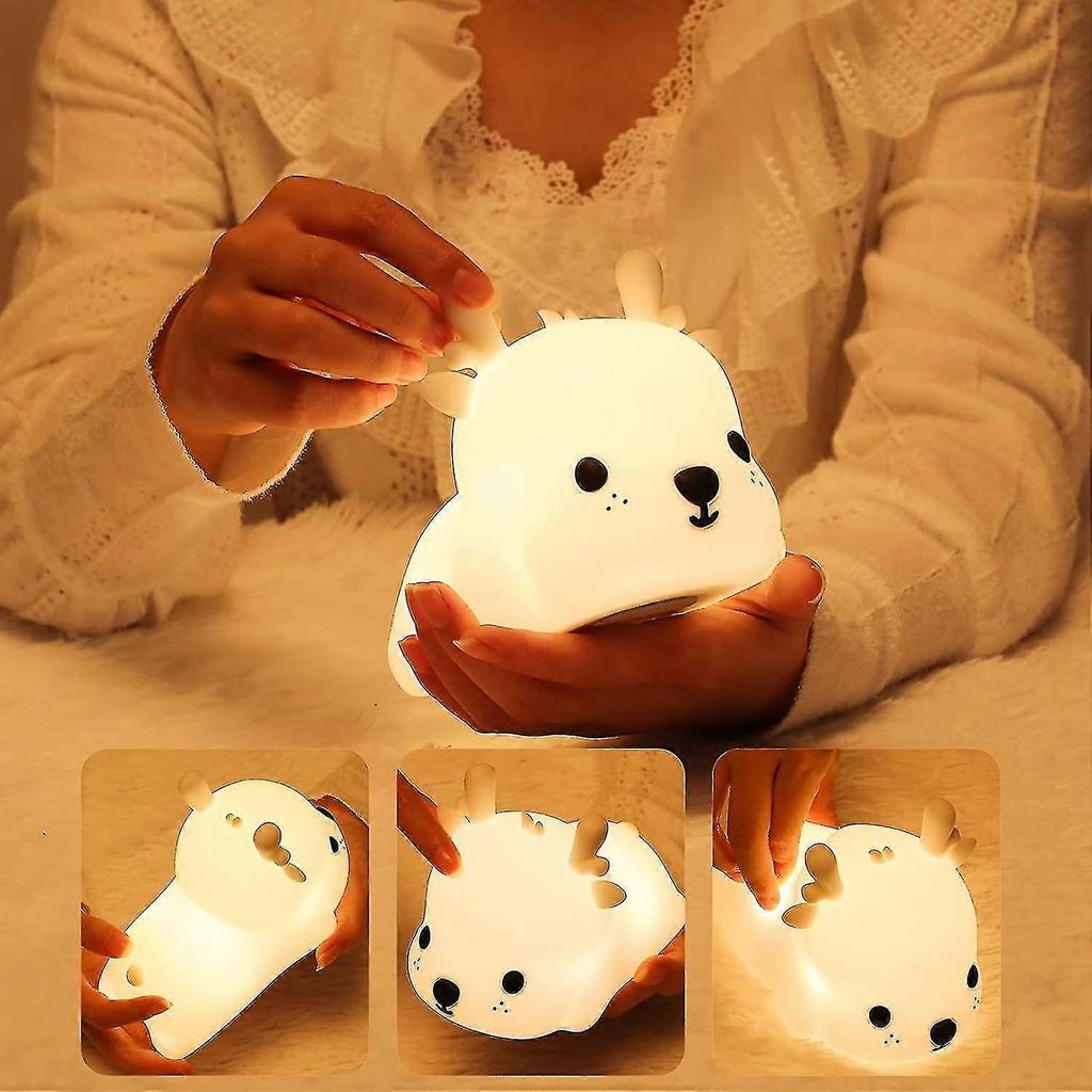 Children's Room Deer Night Light, Portable Silicone Baby Night Light, 7-color Rechargeable Baby Daycare Night Light