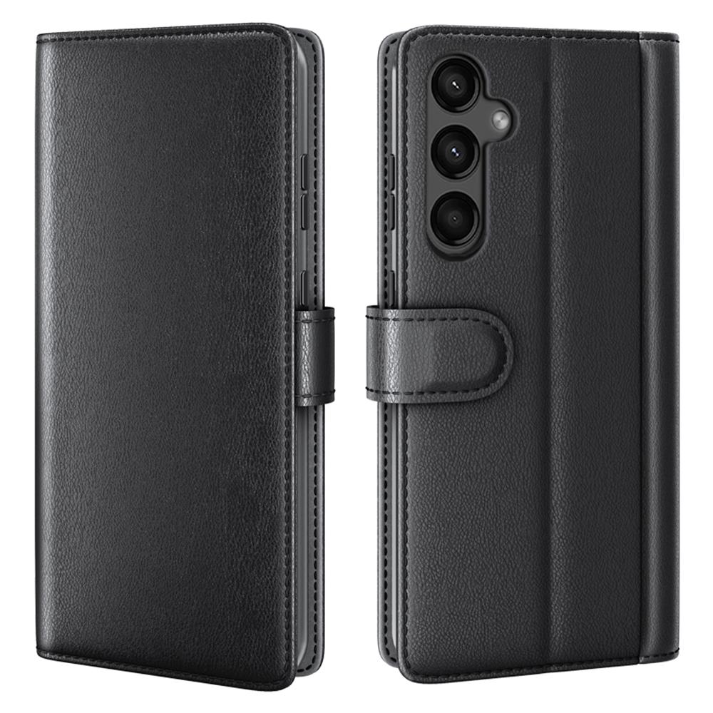 

For Samsung Galaxy A15 5G Case Genuine Split Leather Phone Cover with Wallet Stand Black