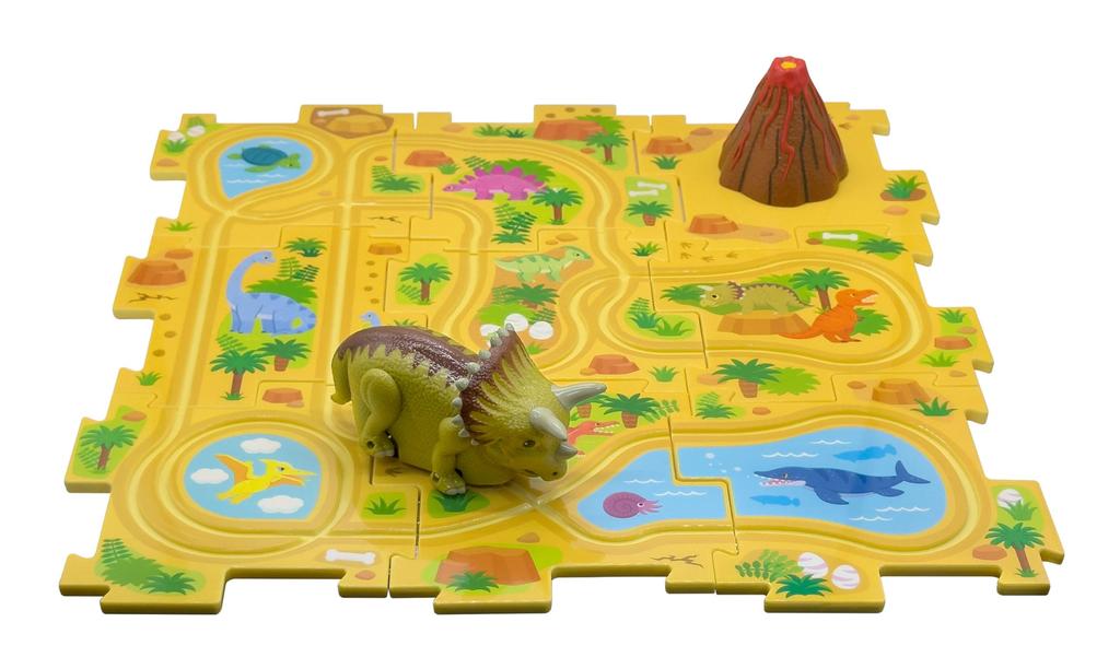 Masudaya Corporation Panel World Run! Triceratops Toy Dinosaur for Ages 3 and Up, Battery Operated, 480-1735